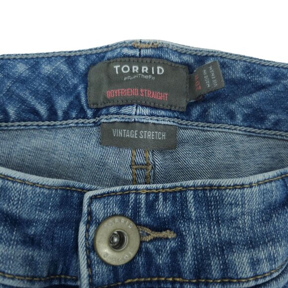 Torrid Jeans Boyfriend Straight Distressed Destroyed Plus Sz 20 Stretch HighRise - Picture 5 of 13